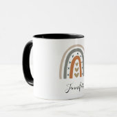 Mug Arc-en-ciel beige gris moderne blanc nom (Devant gauche)