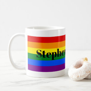 Mug Arc-en-ciel - Bouchon à drapeau avec votre nom