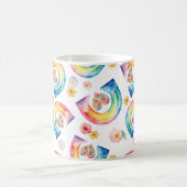 Mug Arc-en-ciel Boug de coeur floral - Cadeau d'aquare (Centre)