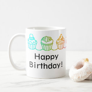 Mug Arc-en-ciel Cupcakes frontière Musique personnalis