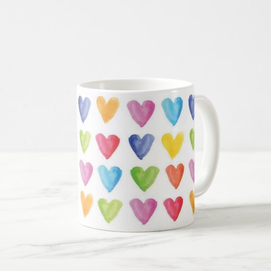 Mug Arc en ciel de coeurs (Devant droit)