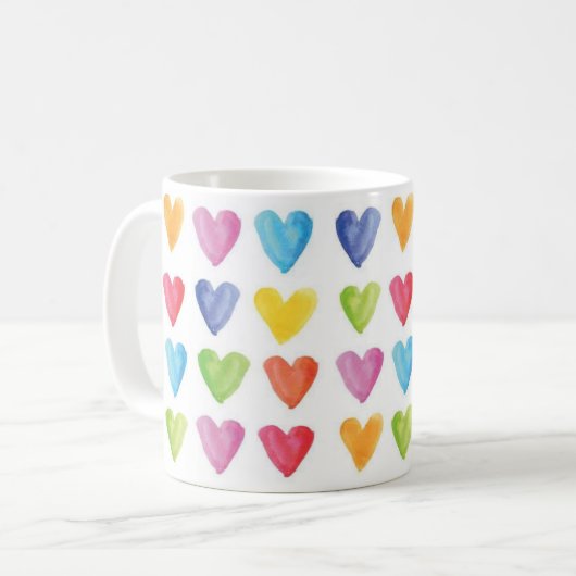 Mug Arc en ciel de coeurs (Devant gauche)