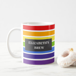 Mug Arc-en-ciel découpé Nom personnalisé brassée