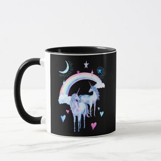 Mug Arc-en-ciel et licornes (Gauche)
