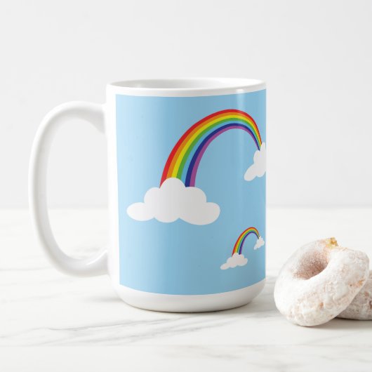 Mug Arc-en-ciel et nuages dans un ciel clair (Avec donut)