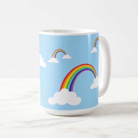 Mug Arc-en-ciel et nuages dans un ciel clair (Devant droit)
