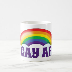 Mug Arc-en-ciel et nuages "Gay AF"