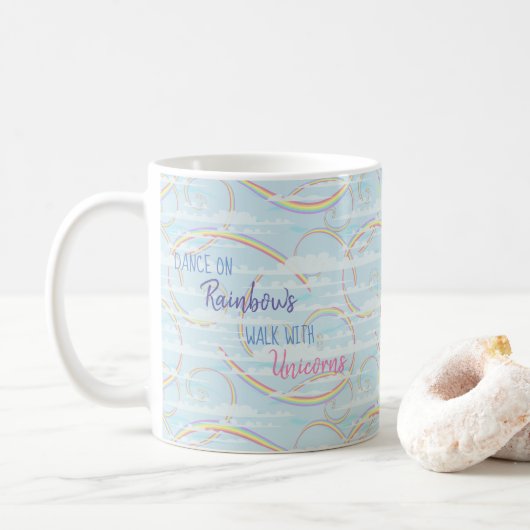Mug Arc-en-ciel et nuages géants (Avec donut)
