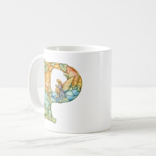 Mug Arc en ciel Fairy Initial 'P' (Devant gauche)
