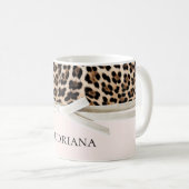 Mug Arc-en-ciel Léopard Blanc Nœud (Devant droit)