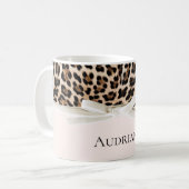 Mug Arc-en-ciel Léopard Blanc Nœud (Devant gauche)