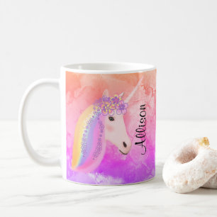 Mug Arc-en-ciel personnalisé de licorne coloré