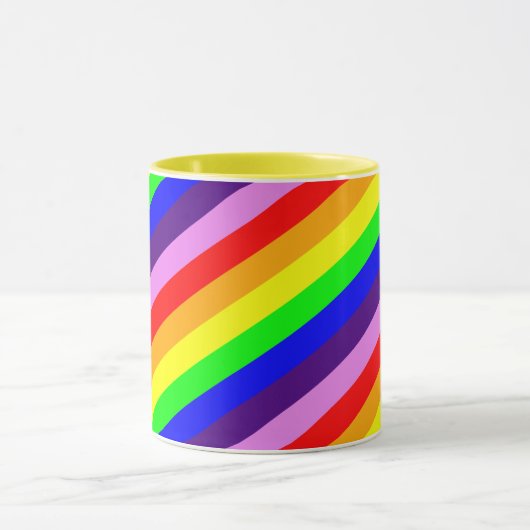 Mug Arc-en-ciel rayures Diagonale classique brillant c (Centre)