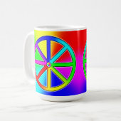 Mug Arc-en-ciel Roue Dharma - Bouddhiste (Devant gauche)