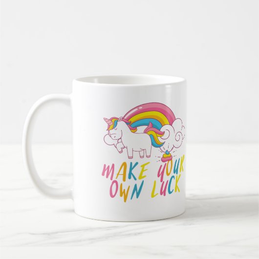 Mug Arc-en-ciel Unicorne faire votre propre chance (Gauche)