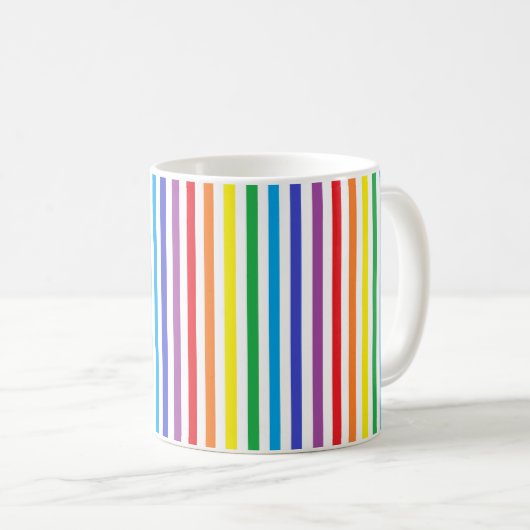 Mug Arc-en-ciel vertical et rayures blanches (Devant droit)