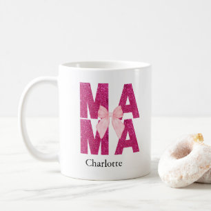 Mug Arc en ruban scintillant rose MAMAN Coquette Esthé