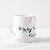 Mug Arc rose violet fleuri pastel heureux anniversaire (Devant gauche)