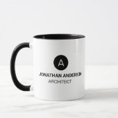 Mug Architecte professionnel Monogram Initial noir (Gauche)