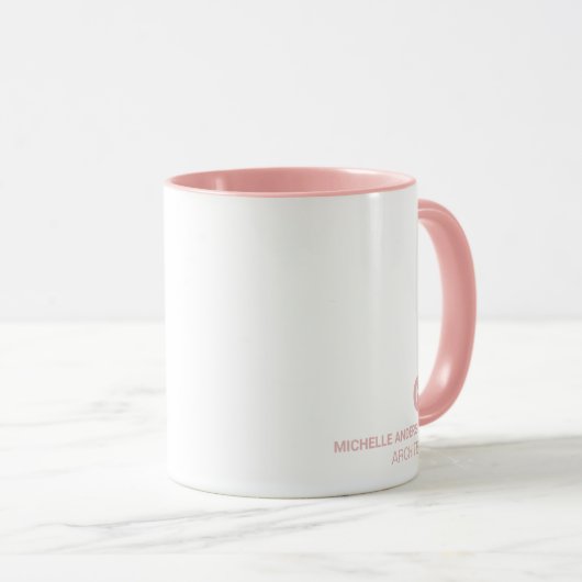 Mug Architecte professionnel Monogram Initial Rose bla (Devant droit)