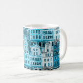 Mug Architecture d'Amsterdam, aquarelle bleue. (Devant droit)
