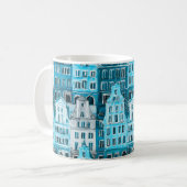 Mug Architecture d'Amsterdam, aquarelle bleue. (Devant gauche)