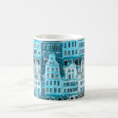 Mug Architecture d'Amsterdam, aquarelle bleue. (Centre)