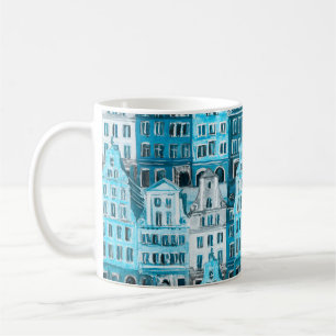 Mug Architecture d'Amsterdam, aquarelle bleue.