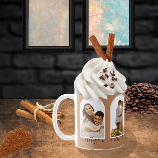 Mug Arcs 4 Photo Terracotta | Couple blanc + Noms C