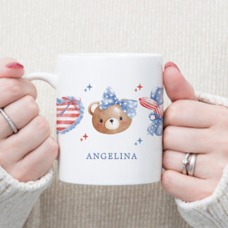 Mug Arcs aquarelle élégants Monogramme 14 juillet