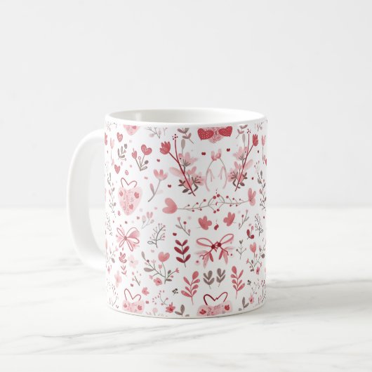 Mug Arcs roses avec fleurs (Devant gauche)