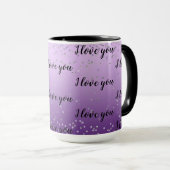 Mug Argent Confetti Purple Ombre Amour (Devant droit)