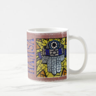 Mug Argent jaune Hamsa de lueur avec Talis et oeil