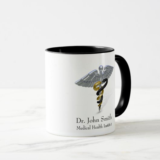 Mug Argent Médicale Caduceus Black Gold (Devant droit)