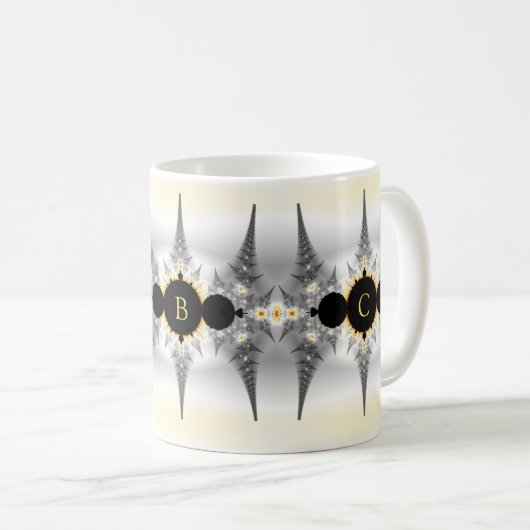 Mug Argent monogramme Spikes fractaux (Devant droit)
