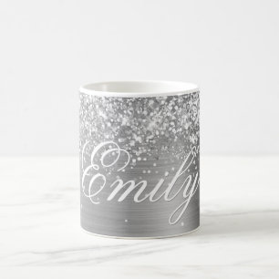 Mug Argent Pailleté Personnalisé en Feuille