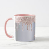 Mug Argent rose or goutte nom de fille (Gauche)