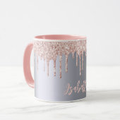 Mug Argent rose or goutte nom de fille (Devant gauche)