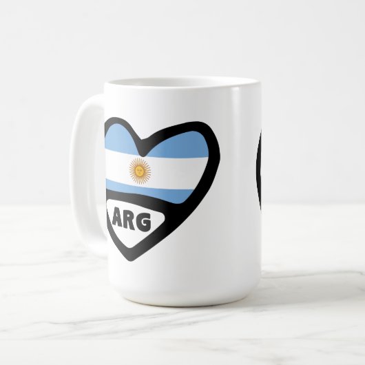 Mug Argentine Code Pays Drapeau Coeur ARG (Devant gauche)