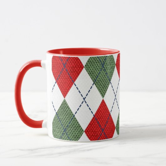 Mug Argyle pattern red and green (Gauche)