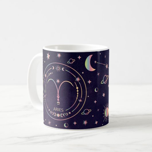 Mug Aries constellation zodiaque amusant faits nutriti (Devant gauche)