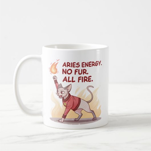Mug Aries Energy Sphynx Cat No Fur All Fire Art (Gauche)