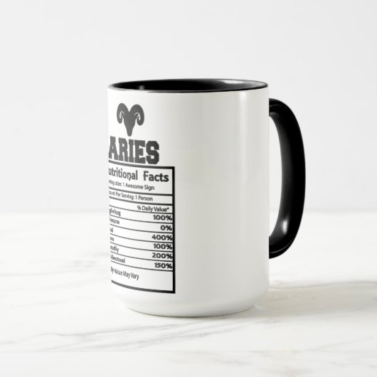 Mug Aries Faits nutritionnels (Devant droit)