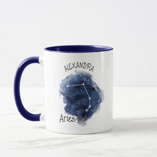 Mug Aries Starry Night Constellation Nom personnalisé (Gauche)