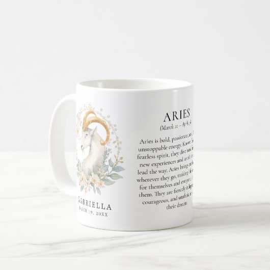 Mug Aries Zodiac Sign Horoscope Personalized Gift (Devant gauche)