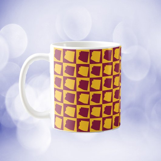 Mug Arizona state checkerboard maroon and gold pattern