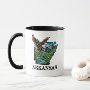 Mug Arkansas State Tattoo Style Bald Eagle Montagnes