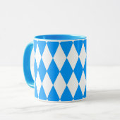 Mug Arlequin bleu blanc Diamants Checkers Design (Devant gauche)