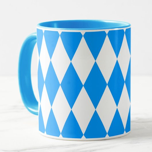 Mug Arlequin bleu blanc Diamants Checkers Design