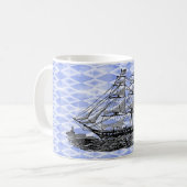 Mug Arlequin bleu navire vintage (Devant gauche)